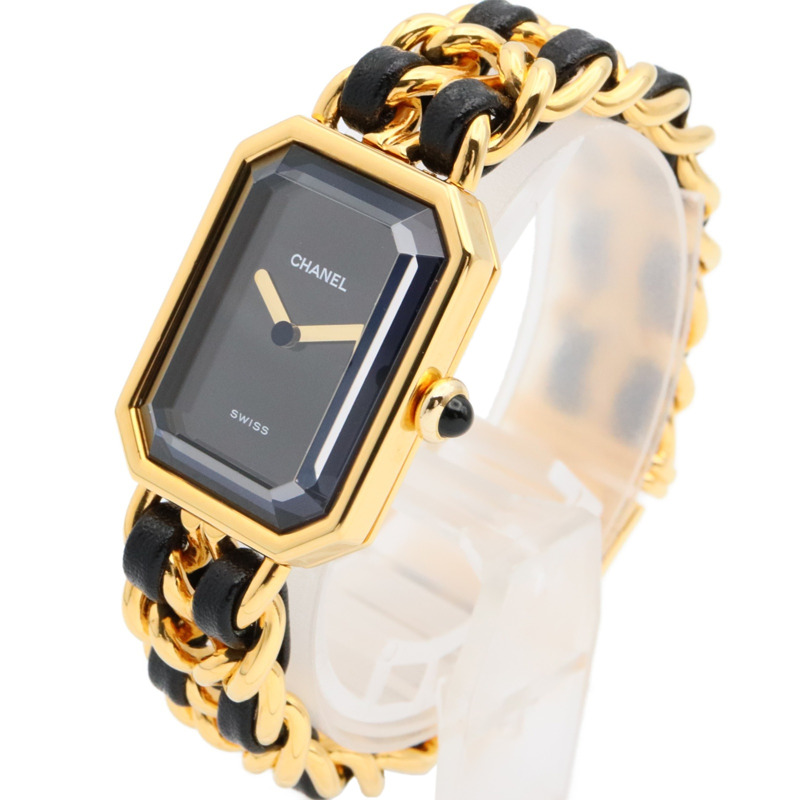 CHANEL Premiere S 手錶,GP(鍍金),皮革,女士,黑色,H0001-1