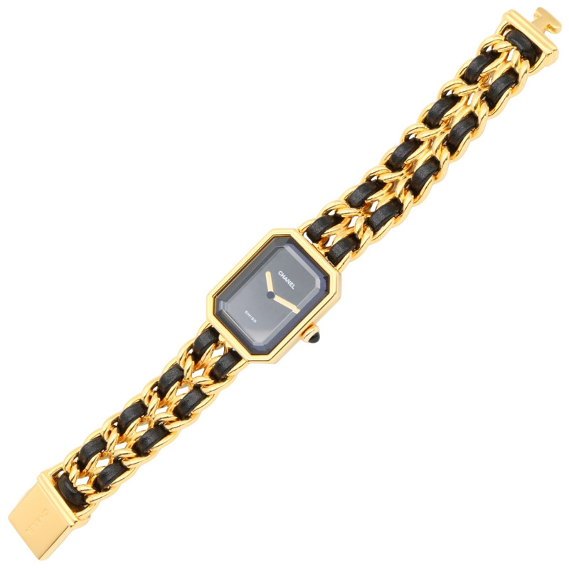 CHANEL Premiere S 手錶,GP(鍍金),皮革,女士,黑色,H0001-2