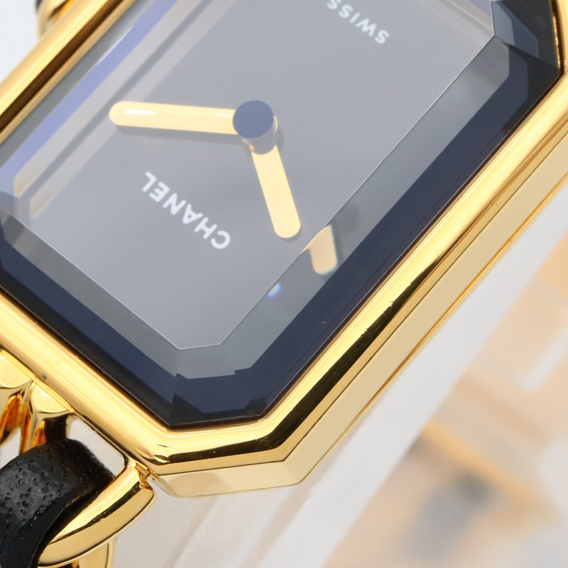 CHANEL Premiere S 手錶,GP(鍍金),皮革,女士,黑色,H0001-7