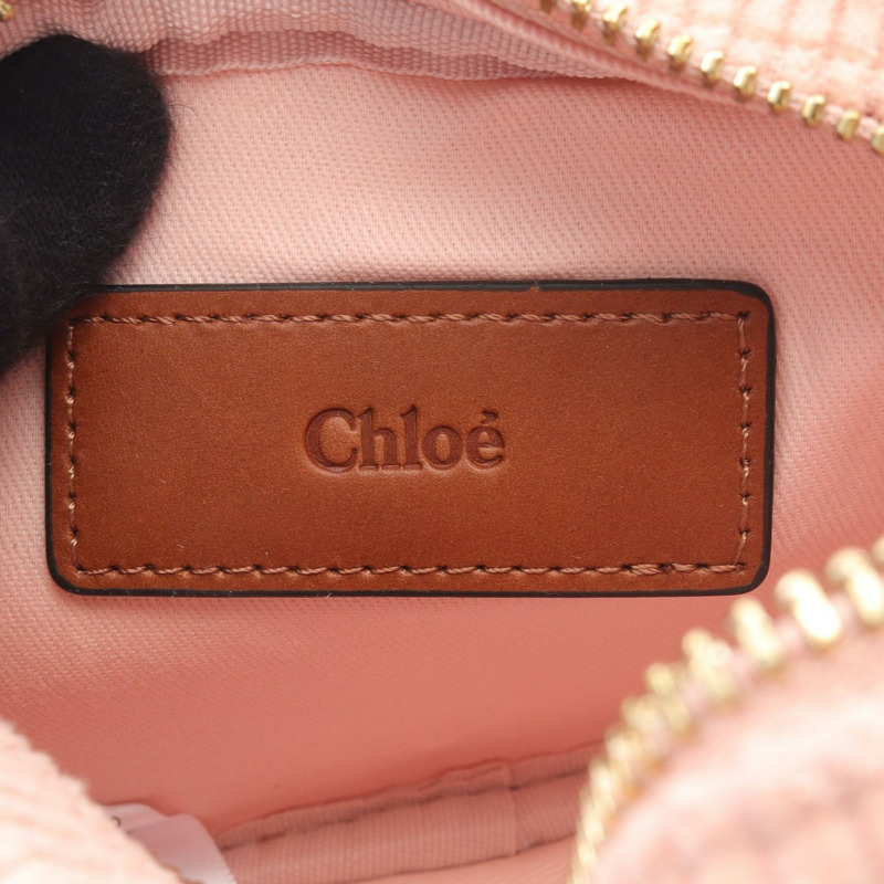 Chloe 斜背包 C20273454 皮革 帆布 燈芯絨 粉紅色 棕色 新品-3