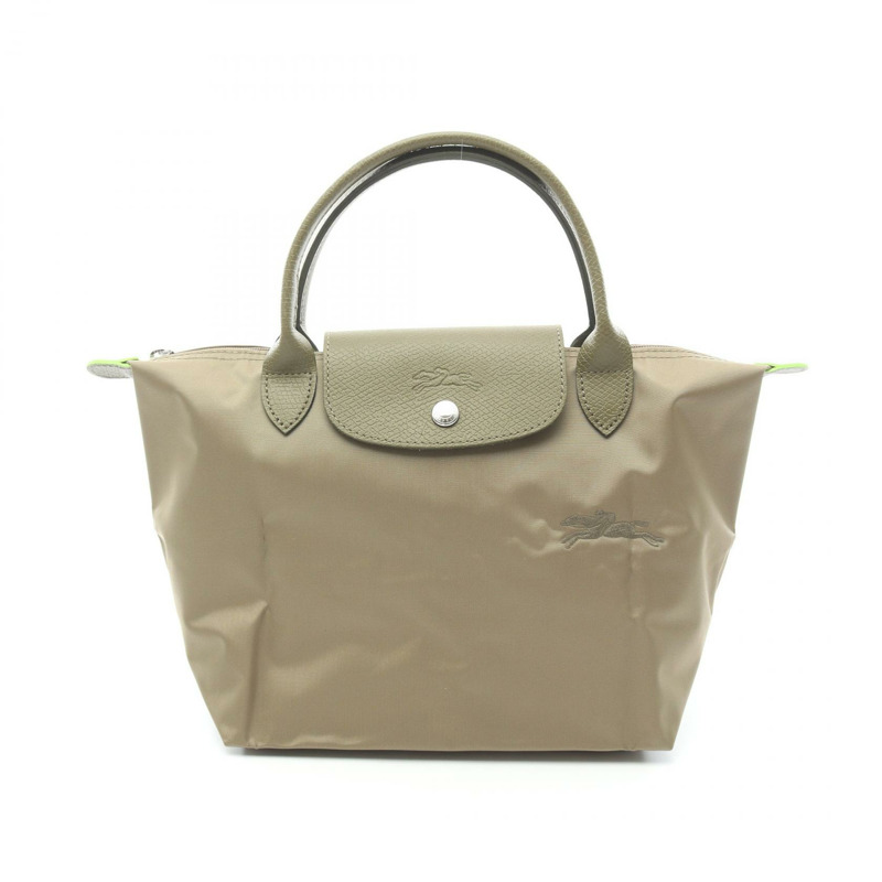 Longchamp Le Pliage 綠色 S 托特包 L1621919M04 帆布皮革卡其色新款女款-0