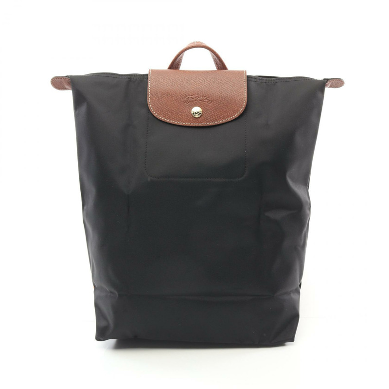 Longchamp Le Pliage Original M Rucksack 背包 10284089001 皮革 布料 黑色 棕色 全新 女款-0