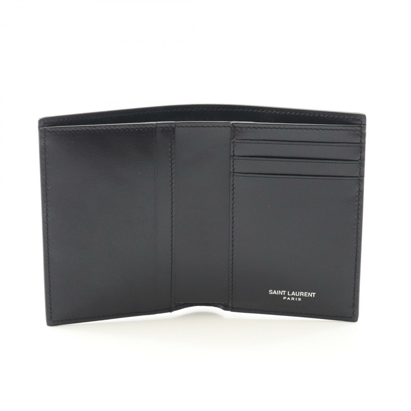 SAINT LAURENT PARIS Cassandra 卡片夾 6687350SX0E1000 皮革 黑色 全新 男式-2