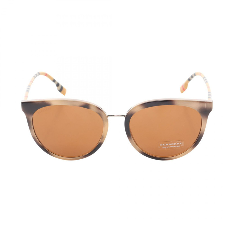 BURBERRY 太陽眼鏡 眼鏡 塑膠 米色 棕色 二手 女士-0