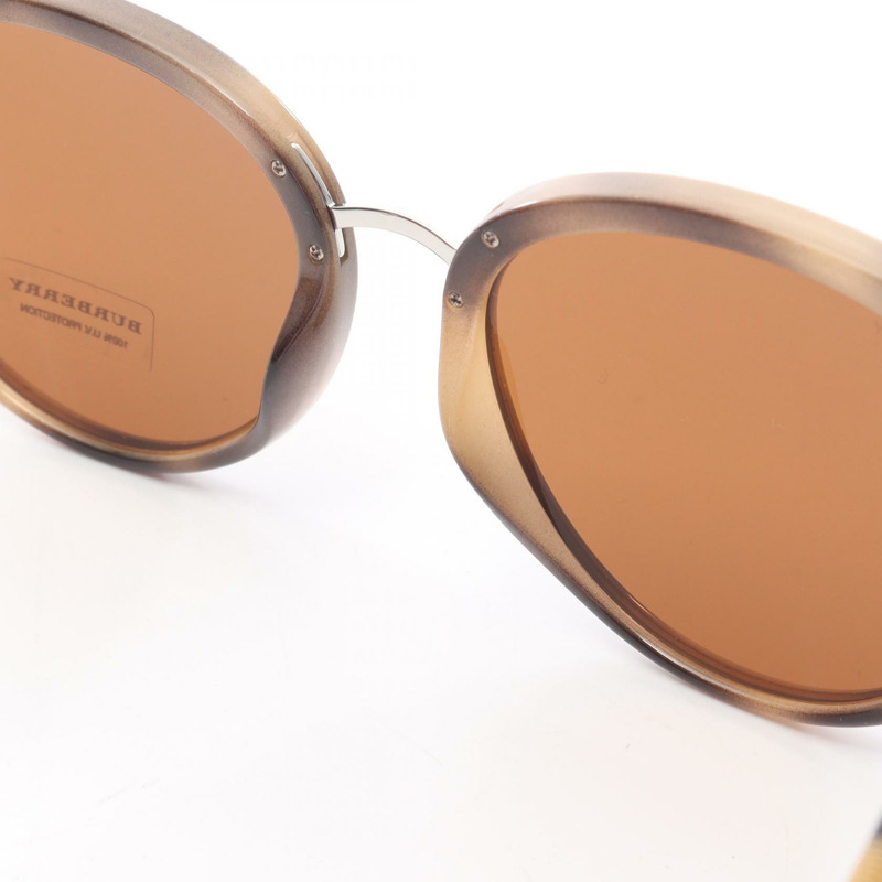BURBERRY 太陽眼鏡 眼鏡 塑膠 米色 棕色 二手 女士-5