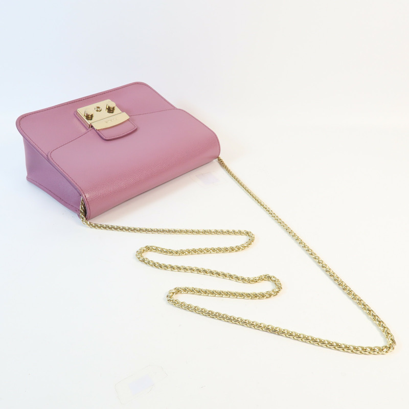 Furla 牛皮皮革Chain Shoulder金扣鏈帶肩背袋-4