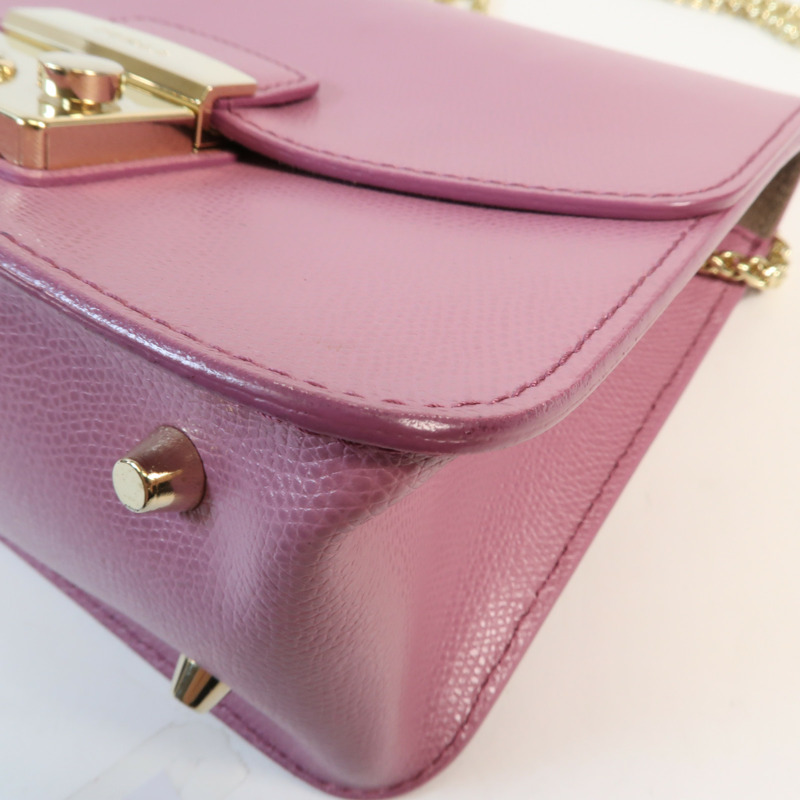 Furla 牛皮皮革Chain Shoulder金扣鏈帶肩背袋-6