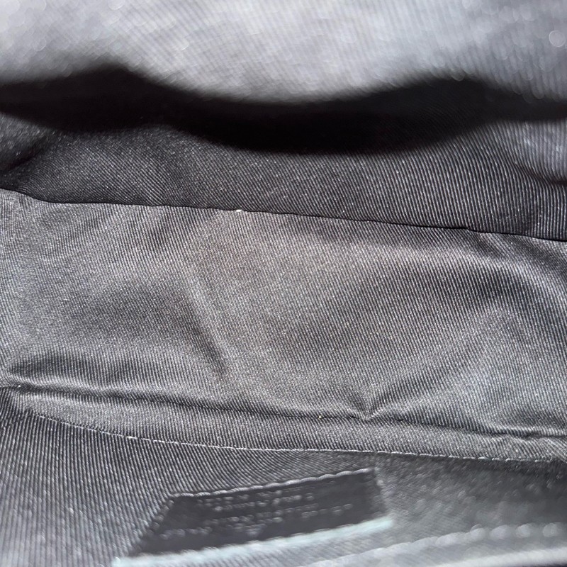 Louis Vuitton/路易威登黑色全皮老花浮雕橙色鏈條軟盒子 斜背包 晶片款-5