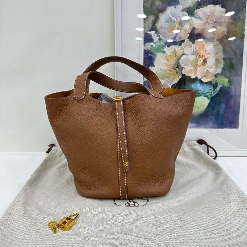 Hermes 愛馬仕 Picotin22 菜籃22 金棕金扣 U刻-0