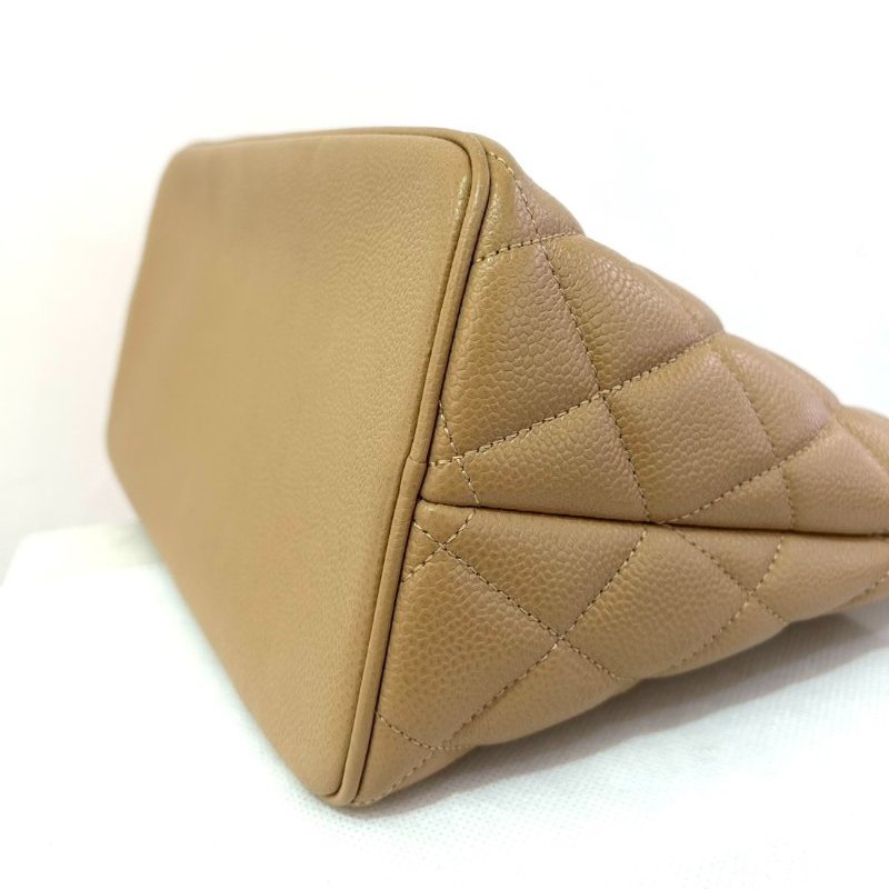 CHANEL米色荔枝金幣包-7