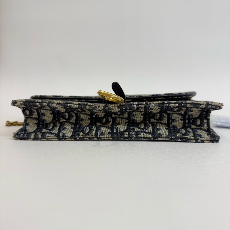 Dior saddle 藍色帆布老花馬鞍包 woc 斜背包肩背包-4