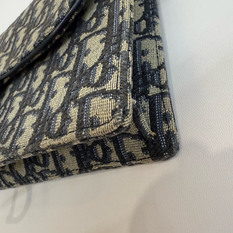 Dior saddle 藍色帆布老花馬鞍包 woc 斜背包肩背包-8