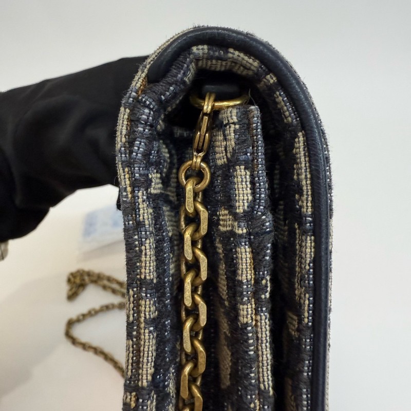 Dior saddle 藍色帆布老花馬鞍包 woc 斜背包肩背包-15