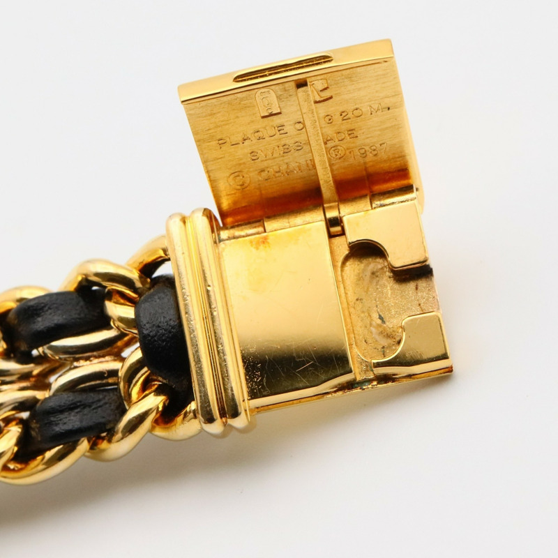 CHANEL Premiere M 手錶,GP(鍍金),皮革,女士,黑色,H0001-11