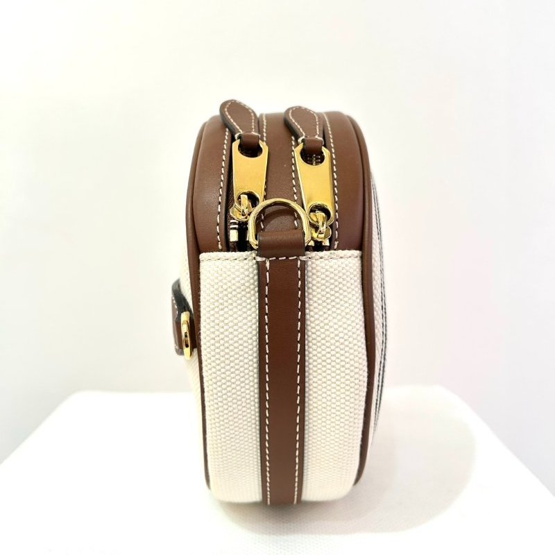 BURBERRY米白帆布圓餅包-5