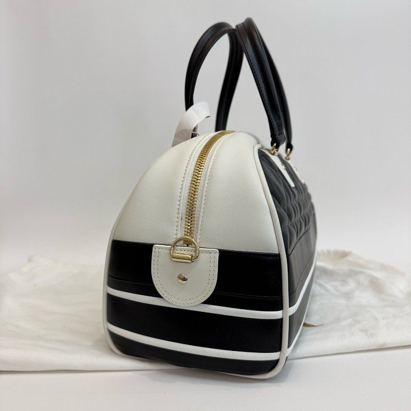 DIOR Vibe 中號 黑色牛皮藤格紋肩背包手提包-2