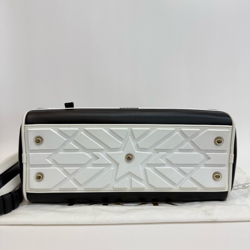 DIOR Vibe 中號 黑色牛皮藤格紋肩背包手提包-5