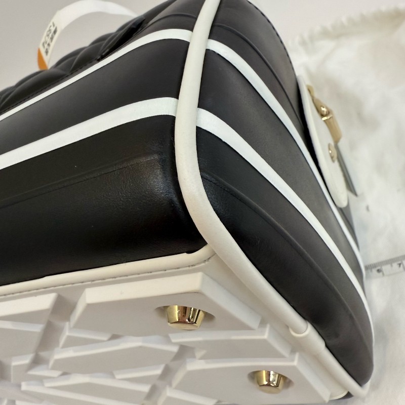 DIOR Vibe 中號 黑色牛皮藤格紋肩背包手提包-6