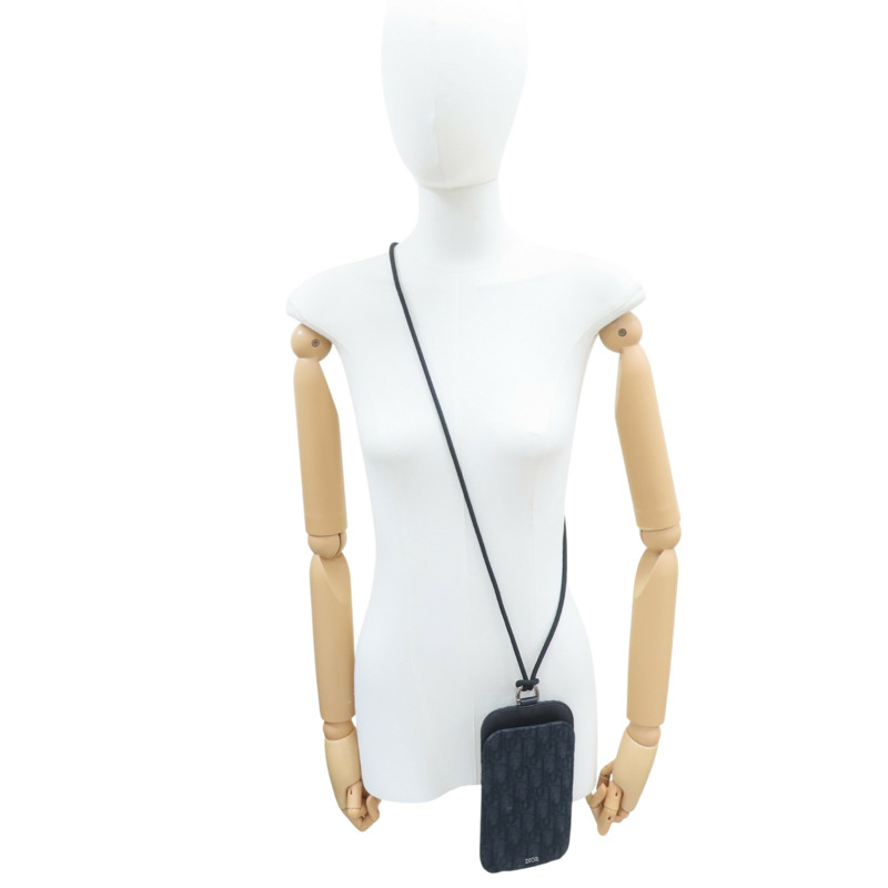 黑色 緹花帆布 手機包【Dior 迪奧】-7