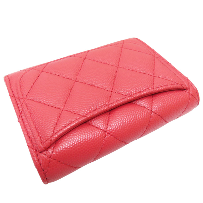 橘紅色 菱格紋 荔枝牛皮 零錢包【CHANEL 香奈兒】-3