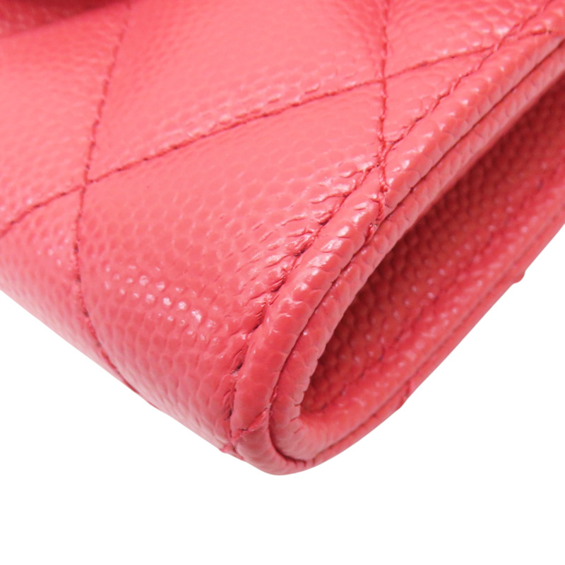 橘紅色 菱格紋 荔枝牛皮 零錢包【CHANEL 香奈兒】-9