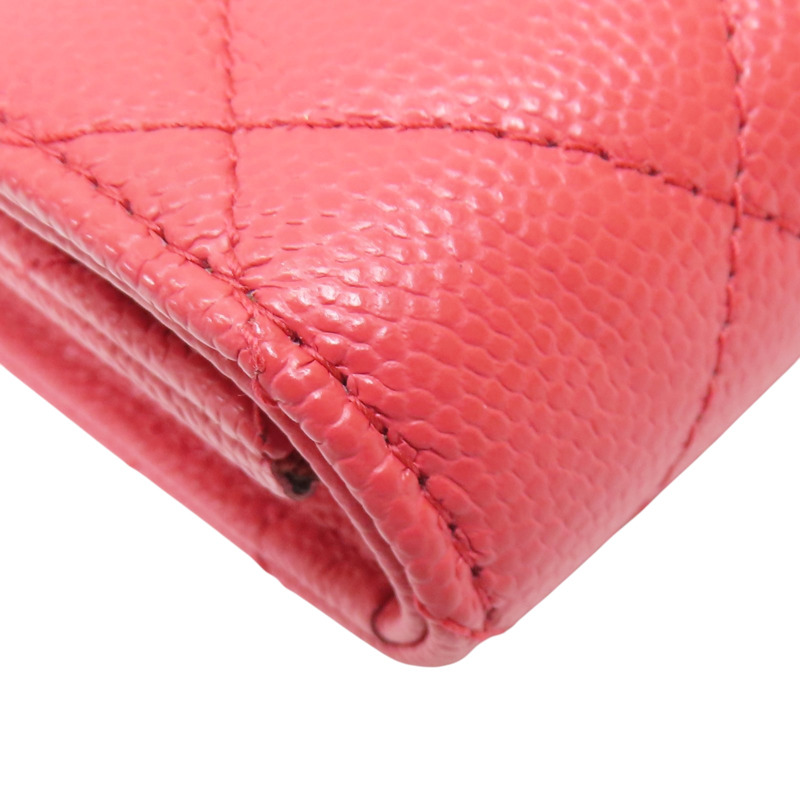 橘紅色 菱格紋 荔枝牛皮 零錢包【CHANEL 香奈兒】-10