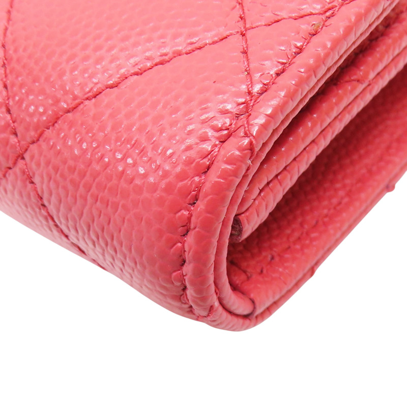 橘紅色 菱格紋 荔枝牛皮 零錢包【CHANEL 香奈兒】-11