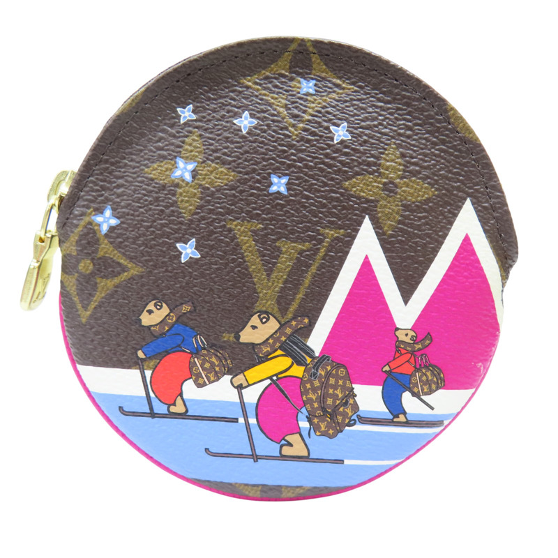 棕色 原花帆布 滑雪小熊 拉鍊零錢包 M63331【LOUIS VUITTON LV 路易威登】 M63331-0