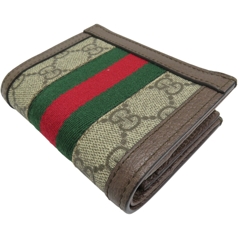 棕色帆布 Ophidia GG扣式短夾 #523155 [GUCCI 古馳] #523155-3