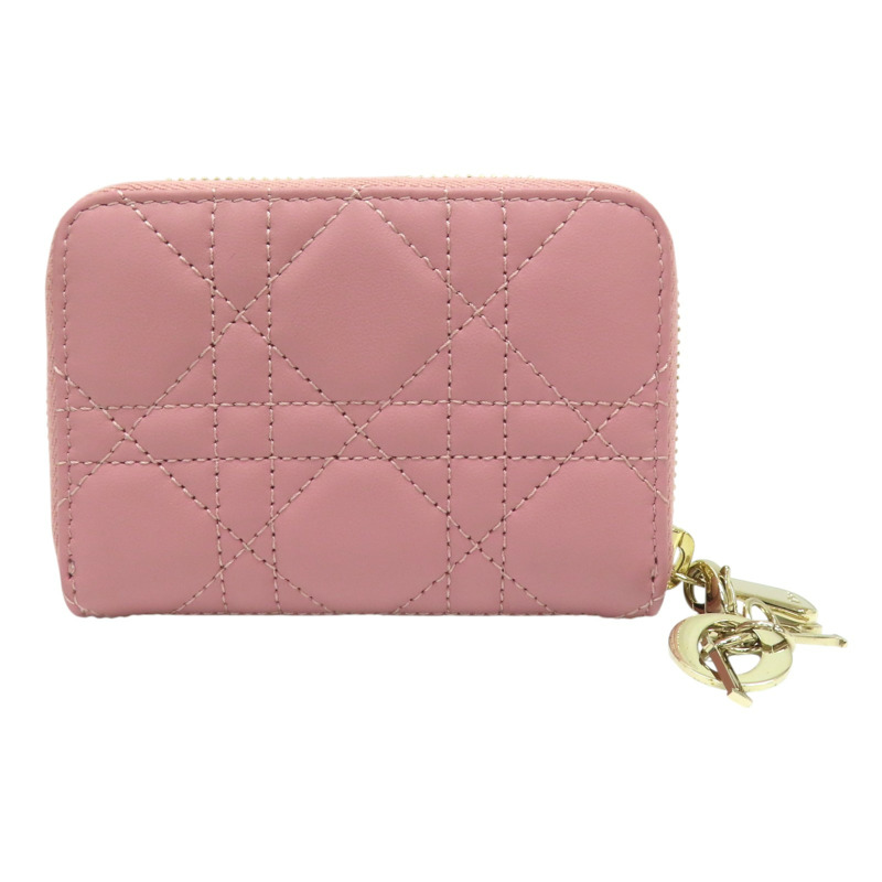 粉色羊皮 Lady Dior Voyageur 拉鍊零錢包【Dior 迪奧】-1