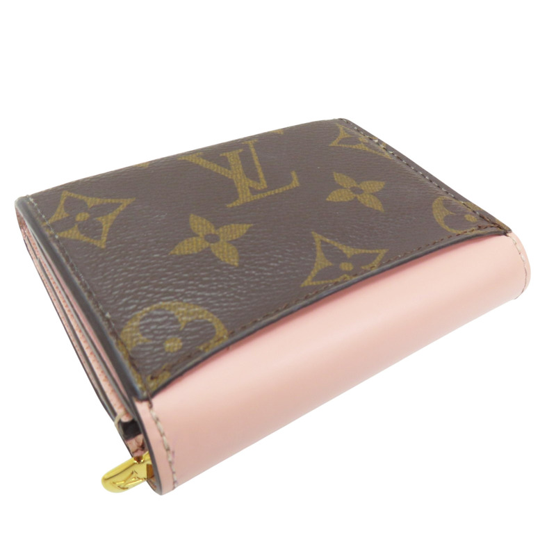 棕色 原花帆布 粉色牛皮 Portefeuille Zoe 三折短夾【LOUIS VUITTON LV 路易威登】 M62933-3