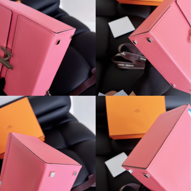 【近新閒置品】愛馬仕 Hermes Cinhetic Bag 秀款盒子包 唇膏粉 銀扣 山羊皮 Y刻 不對稱H扭轉鎖扣手拿手拎斜背鏈條包-7
