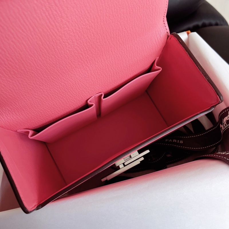 【近新閒置品】愛馬仕 Hermes Cinhetic Bag 秀款盒子包 唇膏粉 銀扣 山羊皮 Y刻 不對稱H扭轉鎖扣手拿手拎斜背鏈條包-10