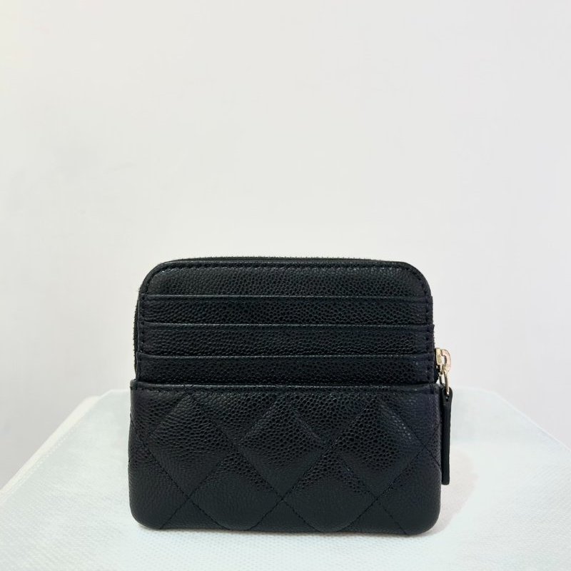 CHANEL黑荔枝金Logo豆腐零錢包-1