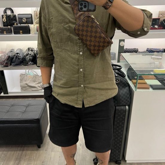 東區正精品㊣LV N51994 近全新咖啡色棋盤格咖格胸口包斜背包 RZ5755-1