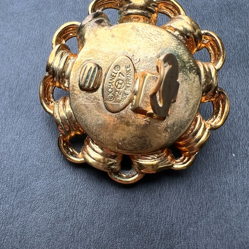 Chanel Vintage 復古太陽花珍珠 耳夾-2
