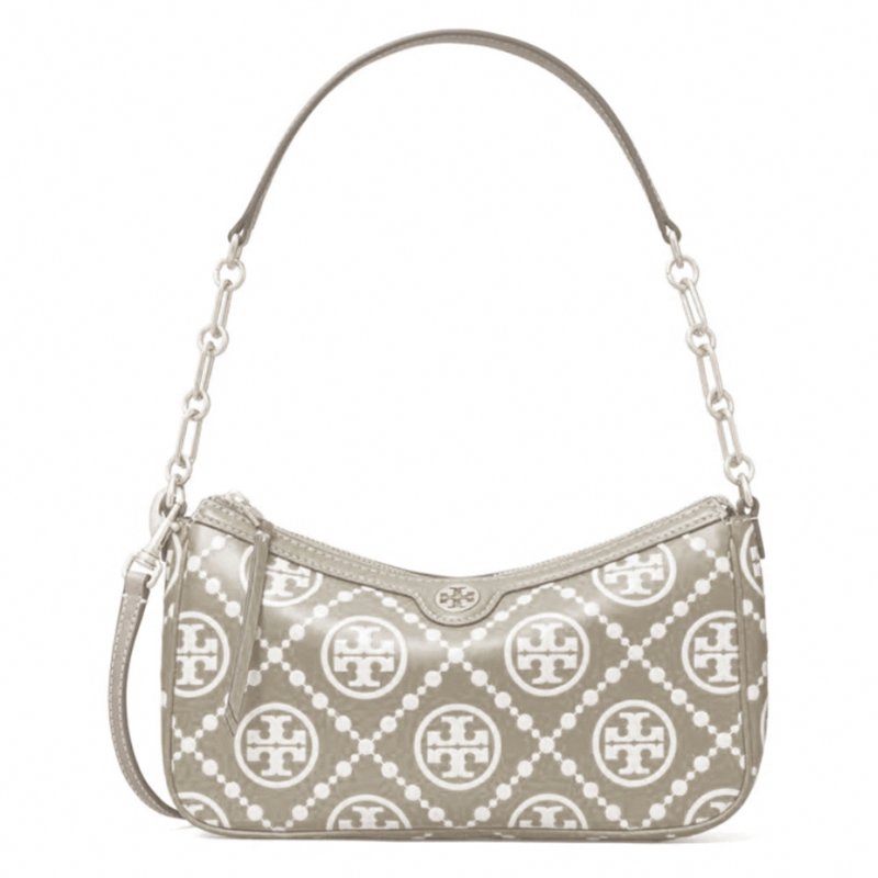 【TORY BURCH】滿版LOGO皮革肩斜兩用背包-灰色-0