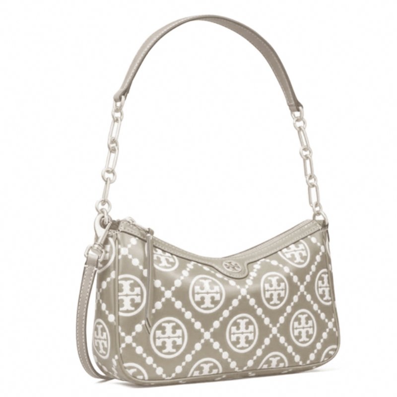 【TORY BURCH】滿版LOGO皮革肩斜兩用背包-灰色-1