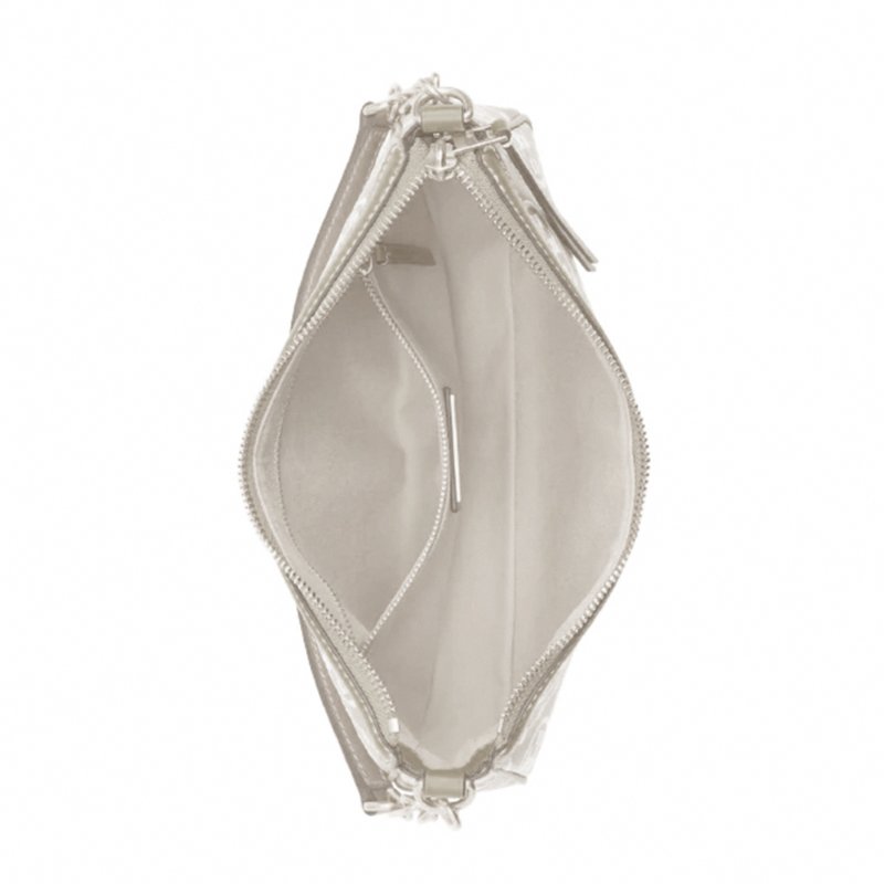 【TORY BURCH】滿版LOGO皮革肩斜兩用背包-灰色-2