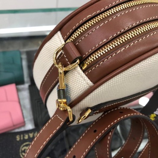 東區正精品㊣BURBERRY 80276021 白色帆布LOGO圓餅包肩背包斜背包RA0977-6