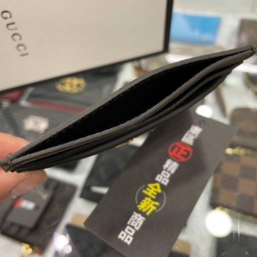 東區正精品㊣GUCCI 523159 全新PVC綠紅綠扁式卡片夾名片夾 RA0958-3