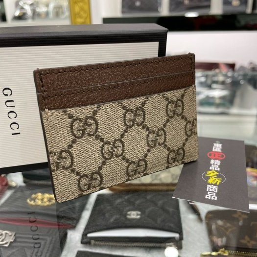 東區正精品㊣GUCCI 523159 全新PVC綠紅綠扁式卡片夾名片夾 RA0958-4