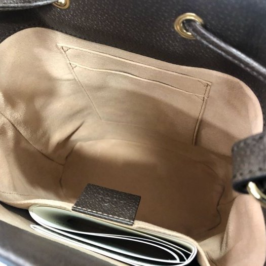 東區正精品㊣GUCCI 550621全新咖啡色皮革PVC綠紅綠束口水桶包斜背包手提包兩用包 RA0924-2