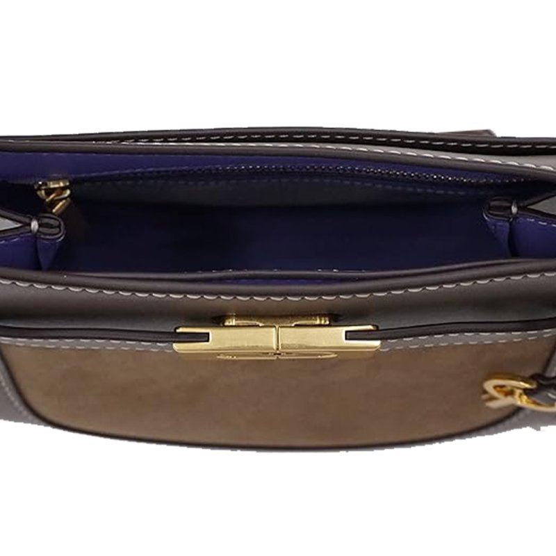 【TORY BURCH】拼接皮革造型兩用包-鐵灰色-3