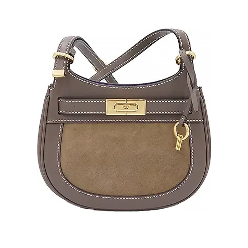 【TORY BURCH】拼接皮革造型兩用包-鐵灰色-4