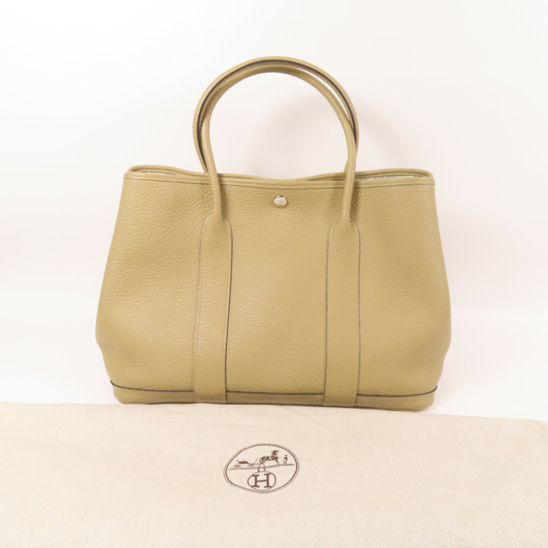 HERMES Negonda皮革Garden Party PM銀扣手挽袋Trench-9
