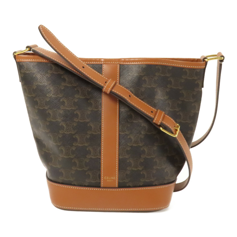 CELINE 塗層帆布Triomphe Bucket金扣肩背袋-0