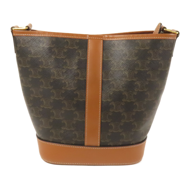 CELINE 塗層帆布Triomphe Bucket金扣肩背袋-1