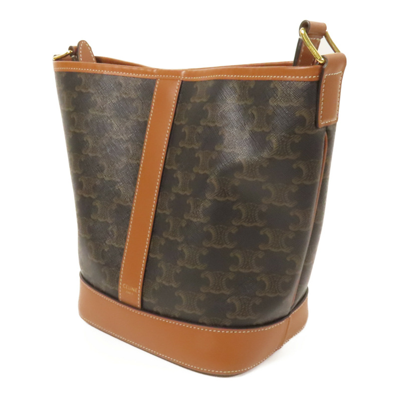 CELINE 塗層帆布Triomphe Bucket金扣肩背袋-2