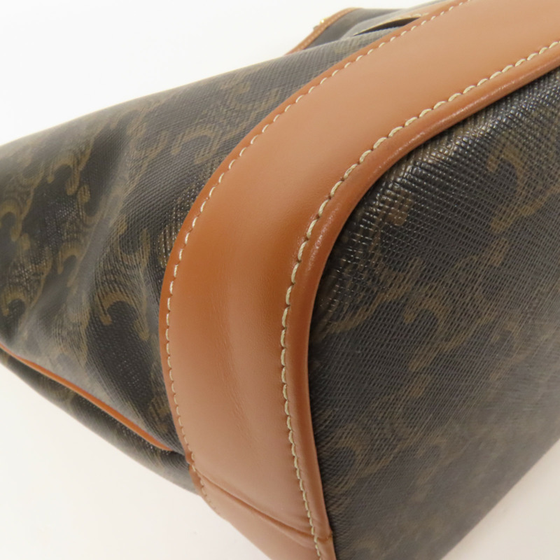 CELINE 塗層帆布Triomphe Bucket金扣肩背袋-11